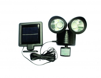 LUZ LED SOLAR DOS FOCOS CON SENSOR 11 LED 2 x 10W