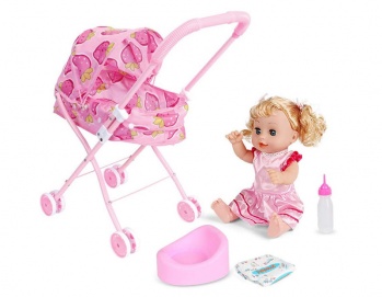 CARRO DE JUGUETE CON BEBE Y ACCESORIOS